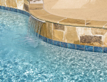 A water feature and flagstone